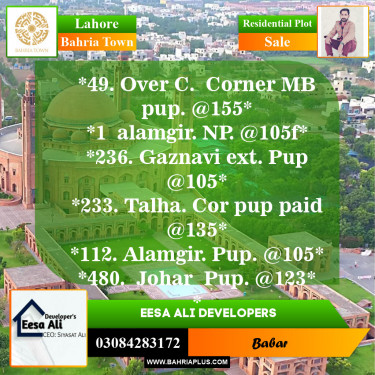 Residential Plot for Sale in Overseas C -  Bahria Town, Lahore - (BP-150567)