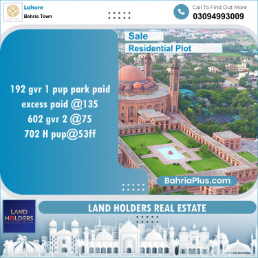Residential Plot for Sale in Bahria Town, Lahore - (BP-150594)