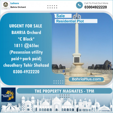 Residential Plot for Sale in Bahria Orchard, Lahore - (BP-150700)