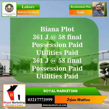 Residential Plot for Sale in Bahria Orchard, Lahore - (BP-150779)