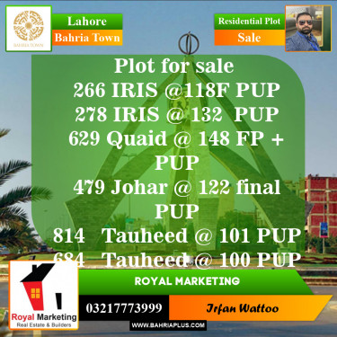 Residential Plot for Sale in Bahria Town, Lahore - (BP-150798)
