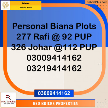 Residential Plot for Sale in Bahria Town, Lahore - (BP-150800)