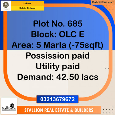 Residential Plot for Sale in Bahria Orchard, Lahore - (BP-150823)
