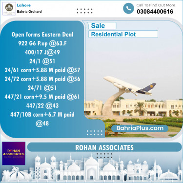 Residential Plot for Sale in Phase 4 - G6 Block -  Bahria Orchard, Lahore - (BP-150984)