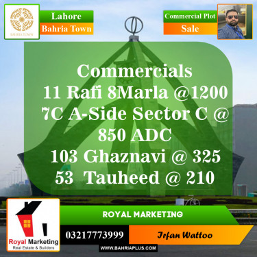 Commercial Plot for Sale in Bahria Town, Lahore - (BP-151074)