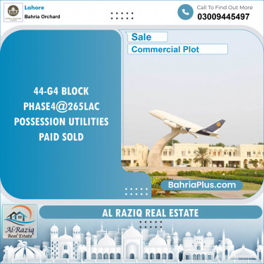 Commercial Plot for Sale in Phase 4 - G4 Block -  Bahria Orchard, Lahore - (BP-151101)