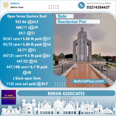 Residential Plot for Sale in Bahria Town, Lahore - (BP-151120)