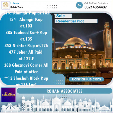 Residential Plot for Sale in Sector F - Alamgir Block -  Bahria Town, Lahore - (BP-151133)