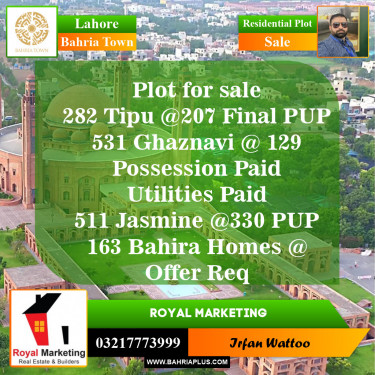 Residential Plot for Sale in Bahria Town, Lahore - (BP-151182)