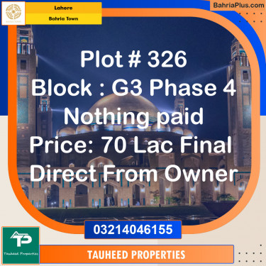 Residential Plot for Sale in Phase 4 - G3 Block -  Bahria Orchard, Lahore - (BP-151199)