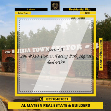 Residential Plot for Sale in Sector A - Babar Block -  Bahria Town, Lahore - (BP-151230)