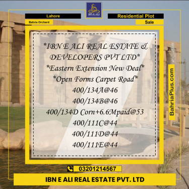 Residential Plot for Sale in Bahria Orchard, Lahore - (BP-151237)