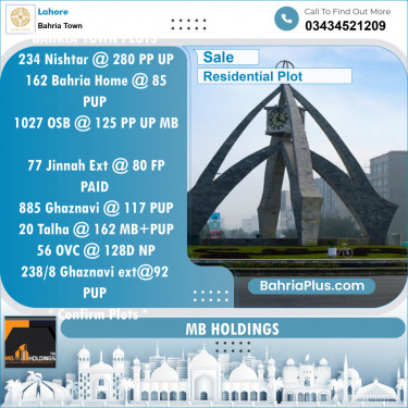 Residential Plot for Sale in Sector E - Nishtar Block -  Bahria Town, Lahore - (BP-151239)