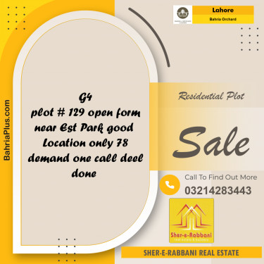 Residential Plot for Sale in Bahria Orchard, Lahore - (BP-151271)