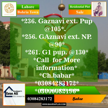 Residential Plot for Sale in Bahria Town, Lahore - (BP-151284)