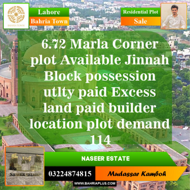 Residential Plot for Sale in Sector E - Jinnah Block -  Bahria Town, Lahore - (BP-151320)