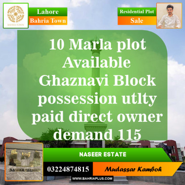 Residential Plot for Sale in Sector F - Ghaznavi Block -  Bahria Town, Lahore - (BP-151321)