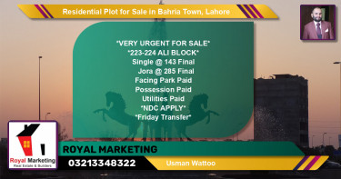 Residential Plot for Sale in Bahria Town, Lahore - (BP-151397)