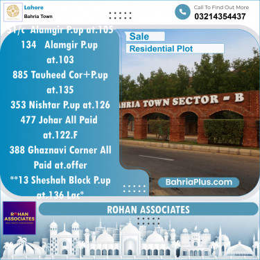 Residential Plot for Sale in Bahria Town, Lahore - (BP-151442)