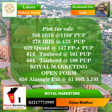 Residential Plot for Sale in Bahria Town, Lahore - (BP-151464)