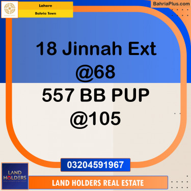 Residential Plot for Sale in Sector E - Jinnah Ext. Block -  Bahria Town, Lahore - (BP-151574)