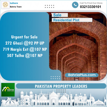 Residential Plot for Sale in Sector F - Ghazi Block -  Bahria Town, Lahore - (BP-151592)