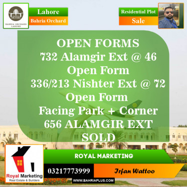 Residential Plot for Sale in Sector F - Alamgir Block -  Bahria Town, Lahore - (BP-151606)