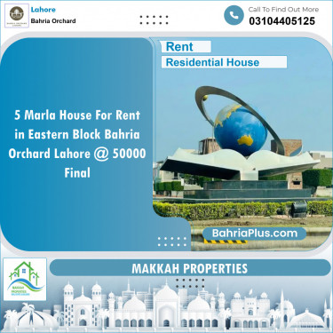 Residential House for Rent in Phase 1 - Eastern District -  Bahria Orchard, Lahore - (BP-151623)
