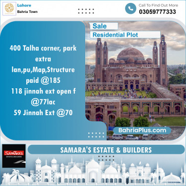 Residential Plot for Sale in Bahria Town, Lahore - (BP-151706)