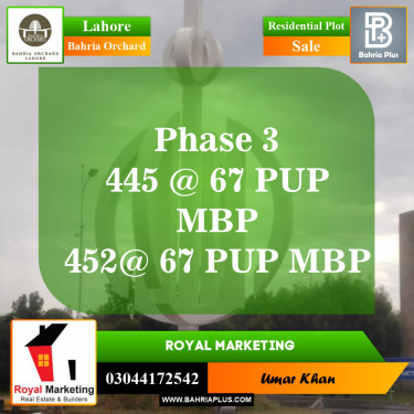 Residential Plot for Sale in Bahria Orchard, Lahore - (BP-151725)