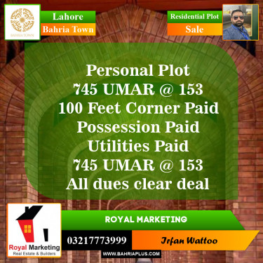 Residential Plot for Sale in Bahria Town, Lahore - (BP-151764)