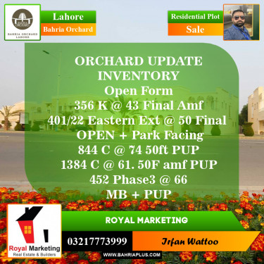 Residential Plot for Sale in Bahria Orchard, Lahore - (BP-151771)