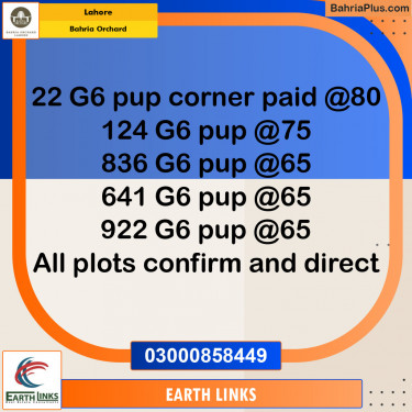 Residential Plot for Sale in Phase 4 - G6 Block -  Bahria Orchard, Lahore - (BP-151808)