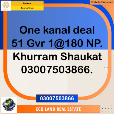 Residential Plot for Sale in Bahria Town, Lahore - (BP-151873)