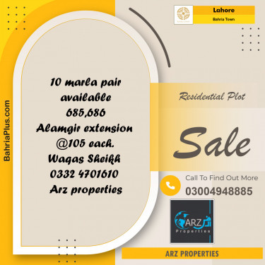 Residential Plot for Sale in Bahria Town, Lahore - (BP-151876)