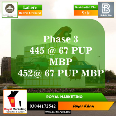 Residential Plot for Sale in Bahria Orchard, Lahore - (BP-151919)