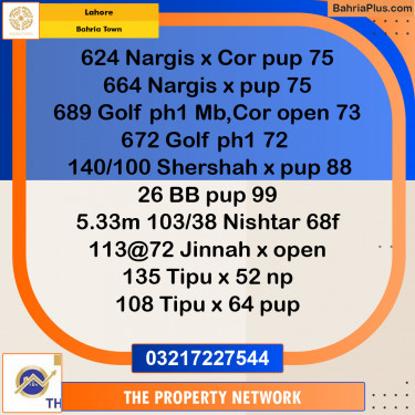 Residential Plot for Sale in Sector C - Nargis/Hussain Ext. -  Bahria Town, Lahore - (BP-152012)