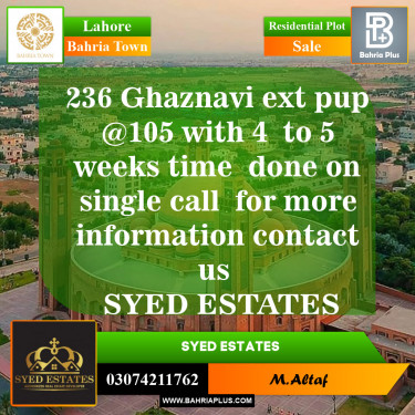 Residential Plot for Sale in Sector F - Ghaznavi Ext. Block -  Bahria Town, Lahore - (BP-152071)