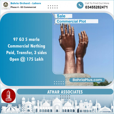 Commercial Plot for Sale in Phase 4 - G3 Commercial -  Bahria Orchard, Lahore - (BP-152104)