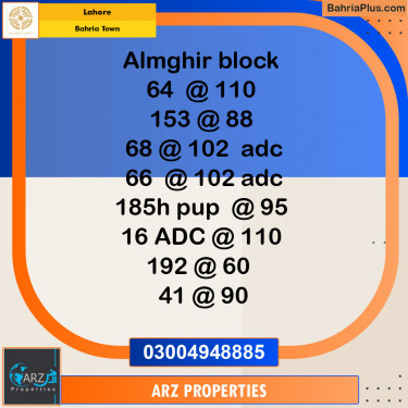 Residential Plot for Sale in Sector F - Alamgir Block -  Bahria Town, Lahore - (BP-152119)