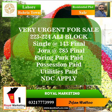 Residential Plot for Sale in Bahria Town, Lahore - (BP-152154)