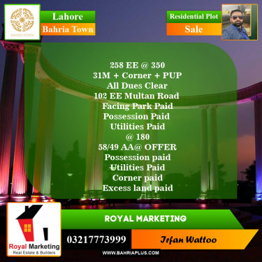 Residential Plot for Sale in Bahria Town, Lahore - (BP-152163)