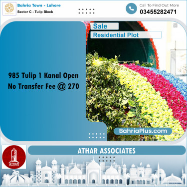 Residential Plot for Sale in Sector C - Tulip Block -  Bahria Town, Lahore - (BP-152179)