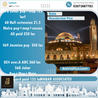 Residential Plot for Sale in Sector E - Jinnah Block -  Bahria Town, Lahore - (BP-152188)