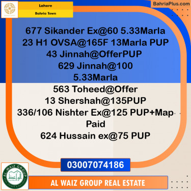 Residential Plot for Sale in Bahria Town, Lahore - (BP-152194)