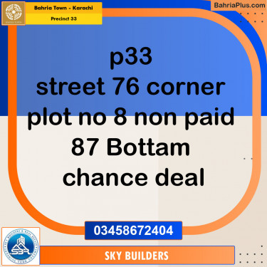 Residential Plot for Sale in Precinct 33 -  Bahria Town, Karachi - (BP-152237)