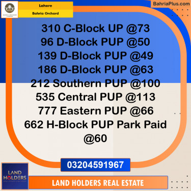 Residential Plot for Sale in Phase 2 - C Block -  Bahria Orchard, Lahore - (BP-152247)
