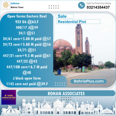 Residential Plot for Sale in Bahria Town, Lahore - (BP-152250)