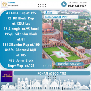 Residential Plot for Sale in Sector F - Talha Block -  Bahria Town, Lahore - (BP-152254)