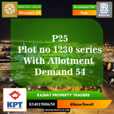 125 Sq. Yards Residential Plot for Sale in Precinct 25 -  Bahria Town, Karachi - (BP-152257)